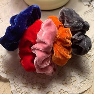 Velvet Scrunchies (set of five)